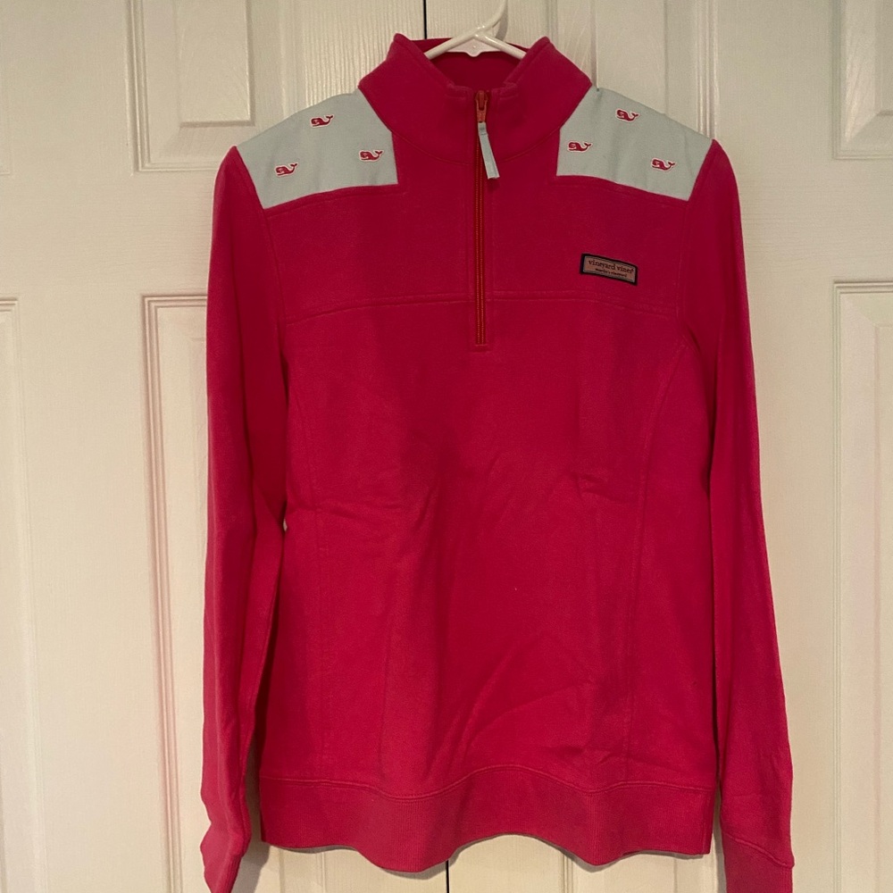 Vineyard Vines Pink Half-Zip with Whale Details